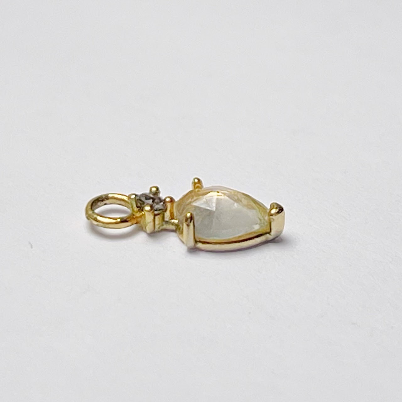 14K Gold, Clear Stone and Diamond Accent Pendant