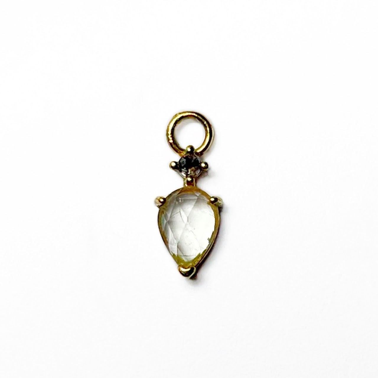 14K Gold, Clear Stone and Diamond Accent Pendant