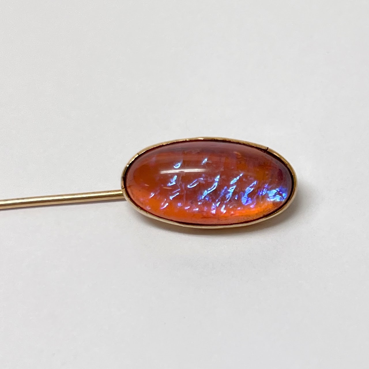 10K Gold Vintage Orange Fire Opal Stickpin