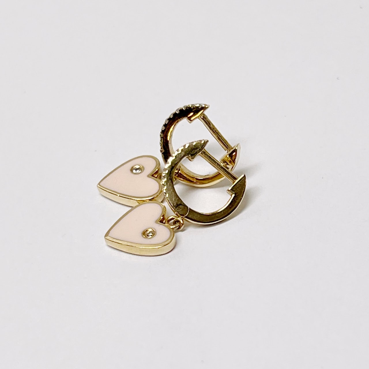 14K Gold & Diamond Heart Mini Hoop Earrings