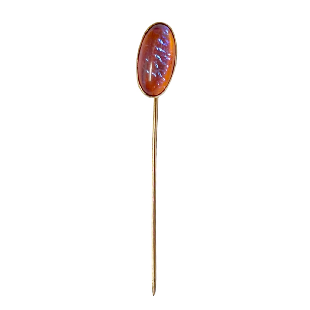 10K Gold Vintage Orange Fire Opal Stickpin