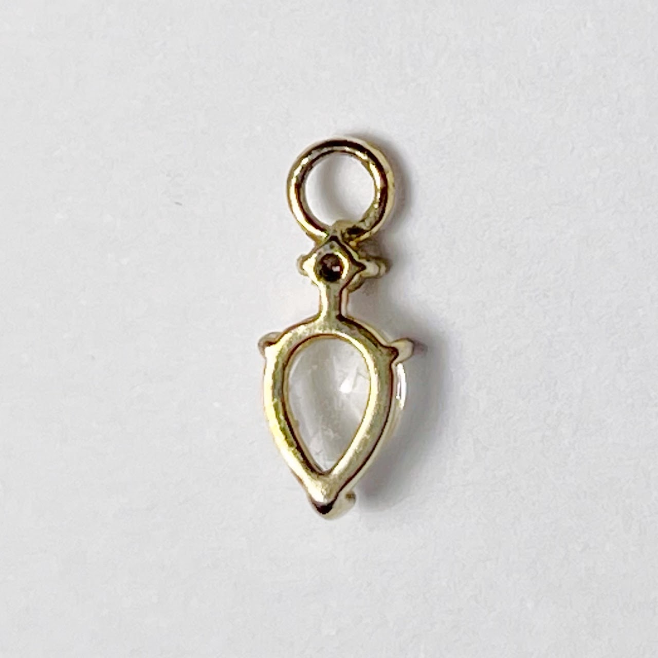 14K Gold, Clear Stone and Diamond Accent Pendant