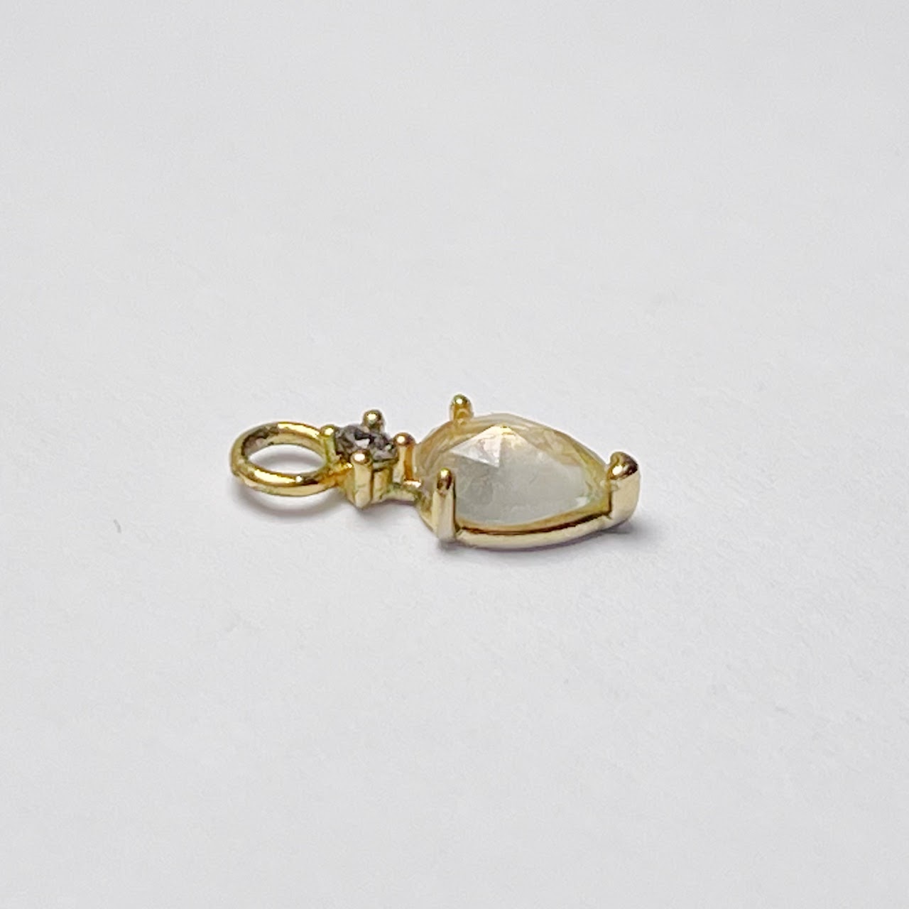 14K Gold, Clear Stone and Diamond Accent Pendant