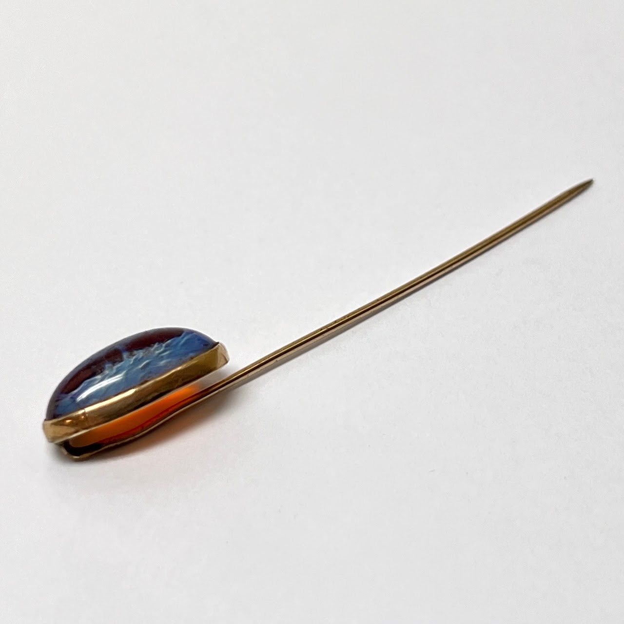 10K Gold Vintage Orange Fire Opal Stickpin