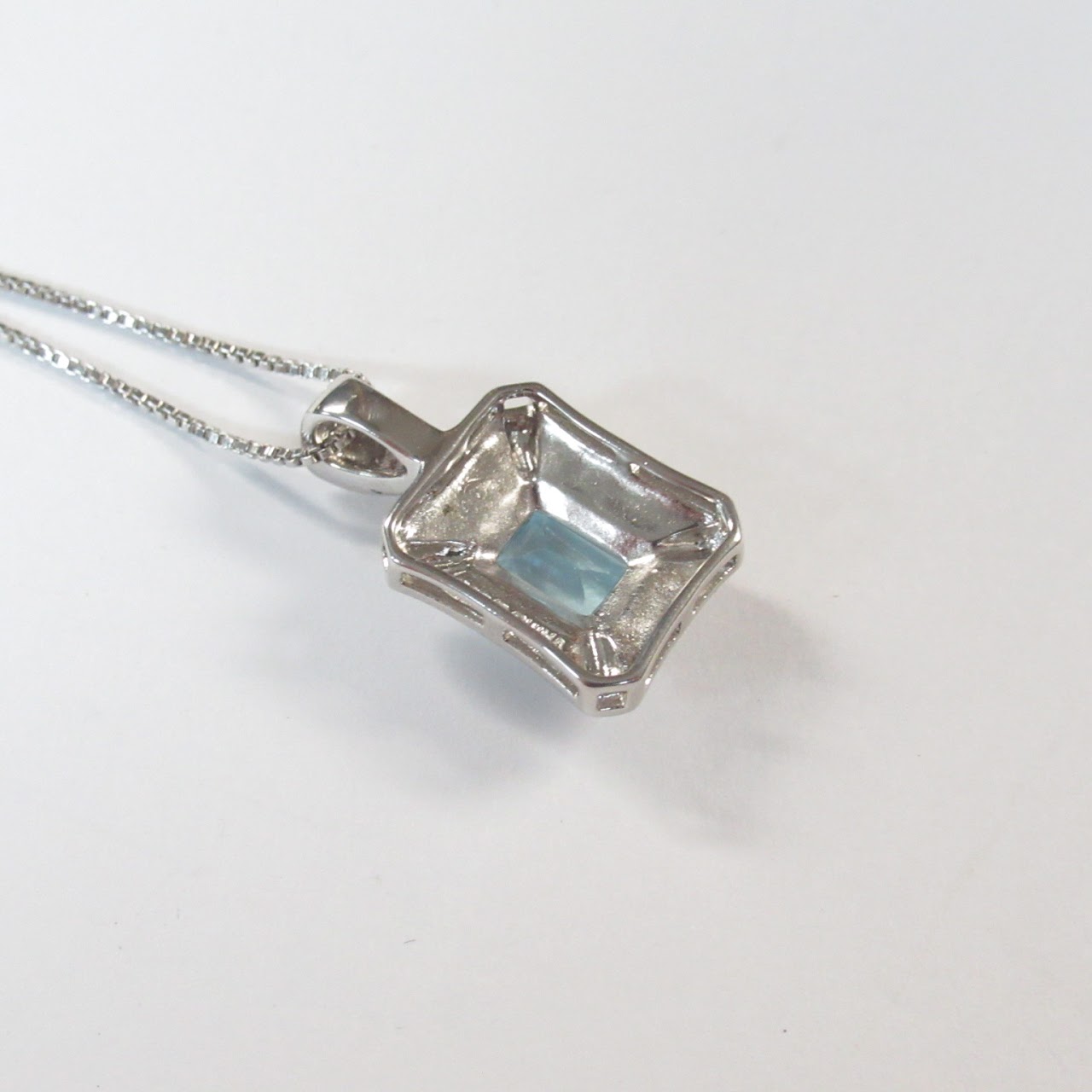 Blue Topaz & Diamond Pendant Necklace