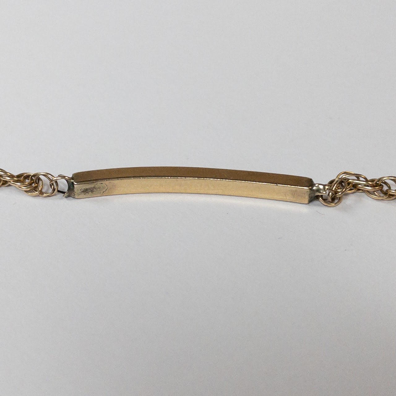 14K Gold Rope Chain Bar Plaque Bracelet