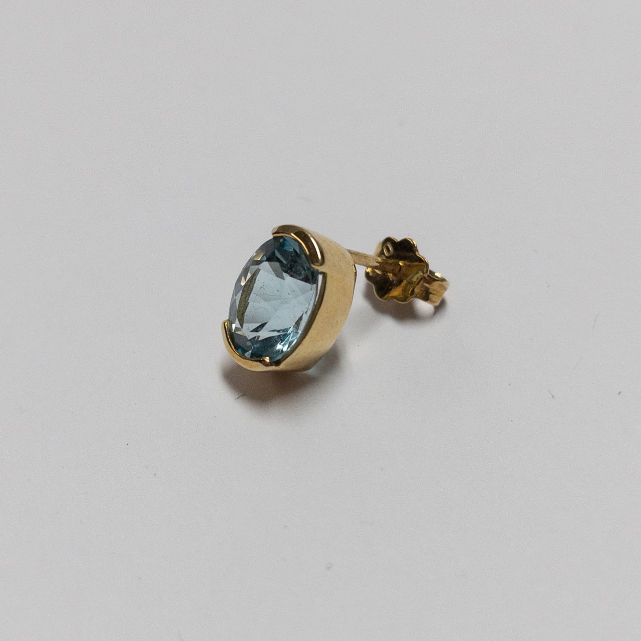 18K Gold Blue Stone Earrings