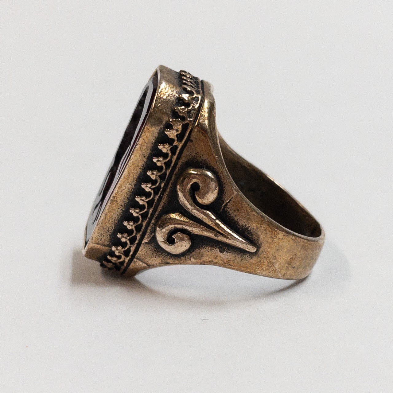 10K Gold Carved Intaglio Ring