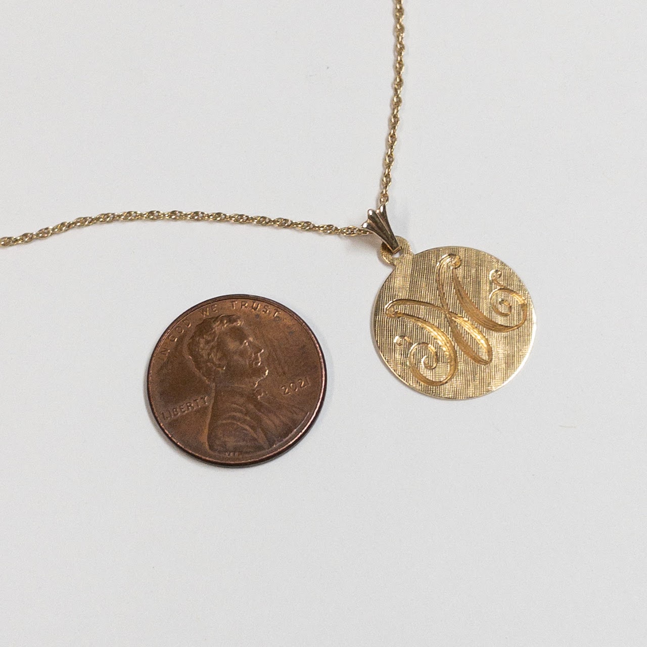 14K Gold Monogram Disc Pendant