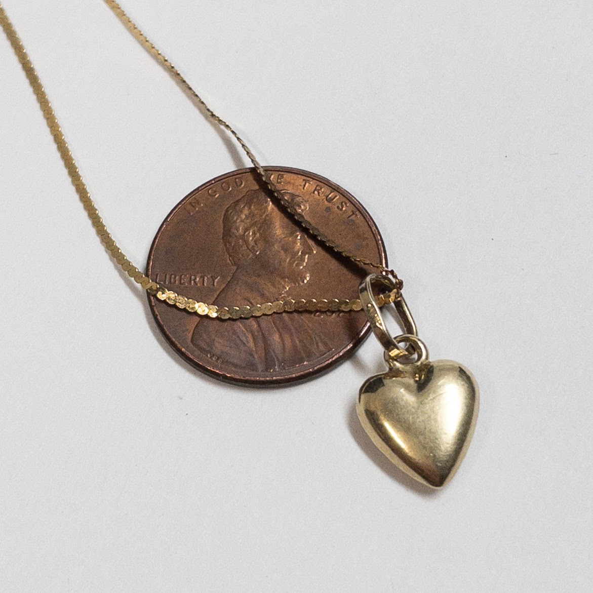 14K Gold Puffed Heart Pendant