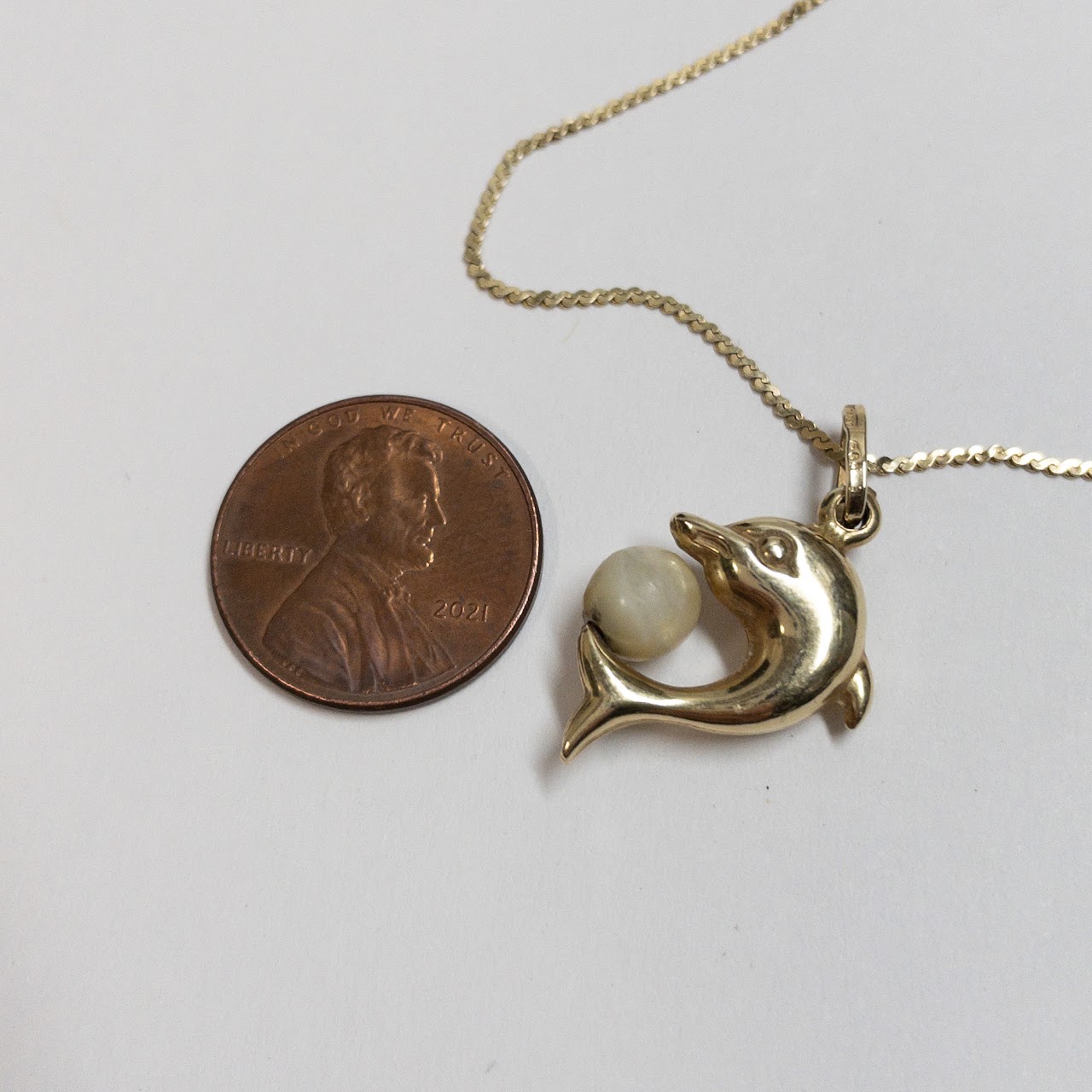 14K Gold Dolphin Pendant