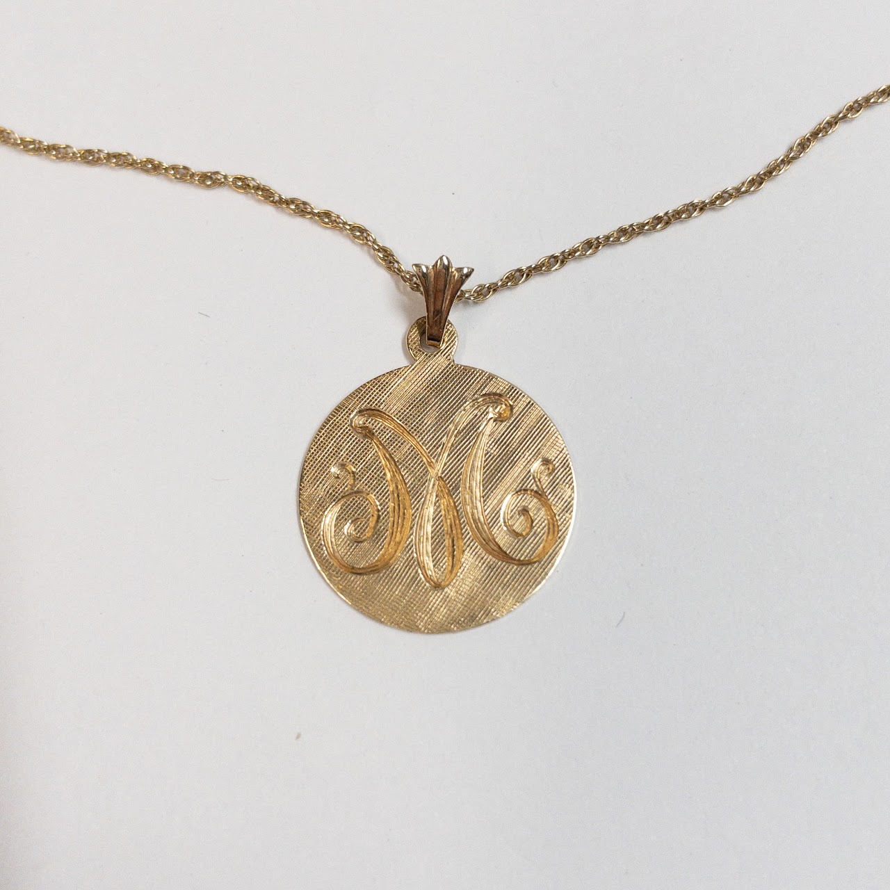 14K Gold Monogram Disc Pendant