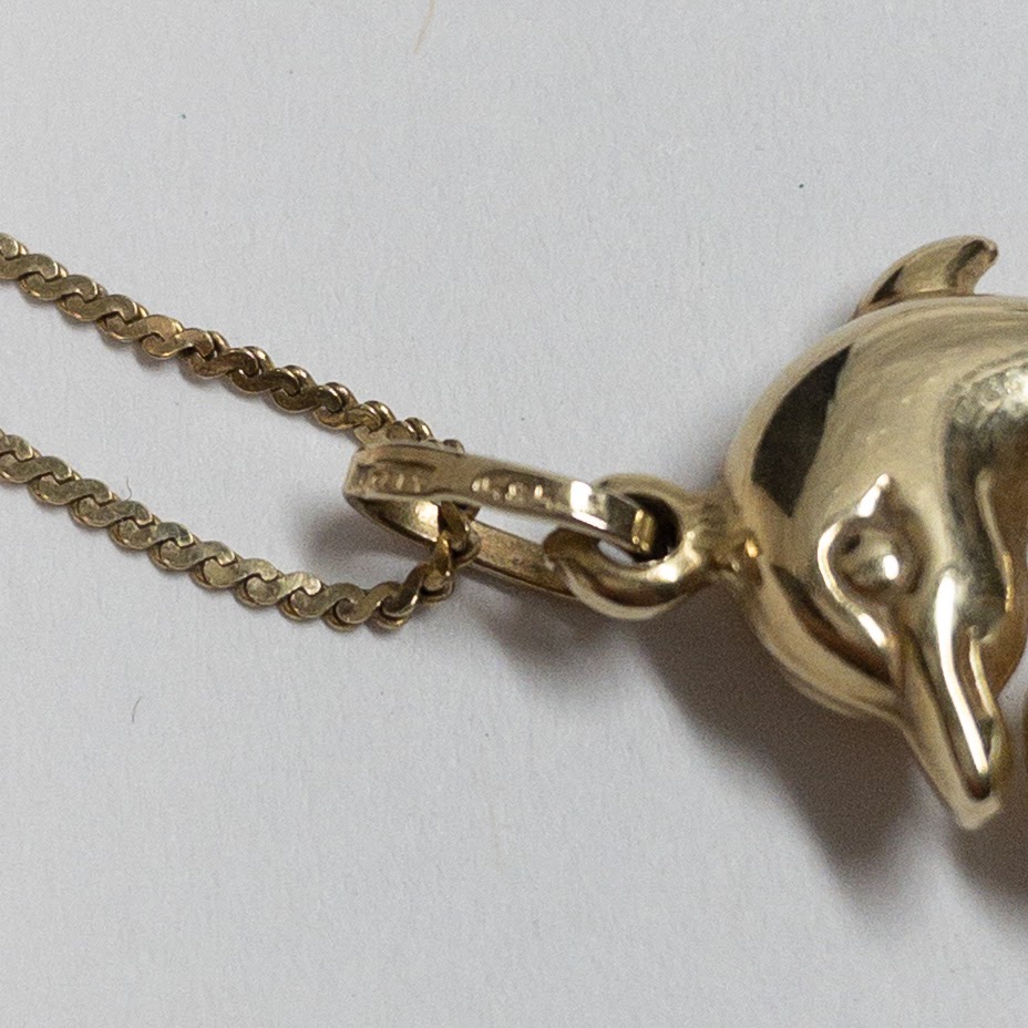 14K Gold Dolphin Pendant