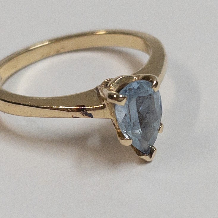 14K Gold Blue Stone Ring