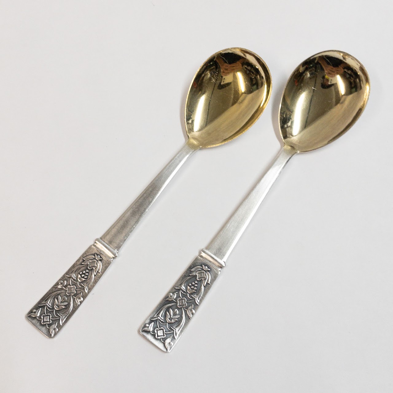 875 Silver Embossed Handle Spoon Set