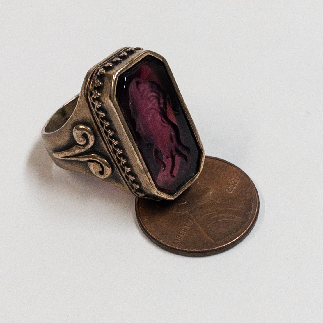 10K Gold Carved Intaglio Ring