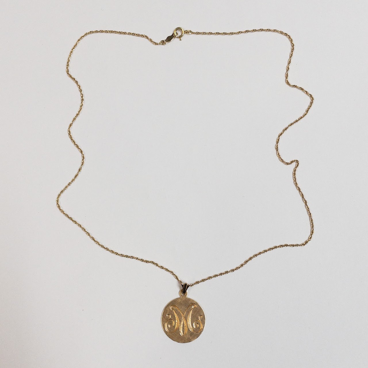 14K Gold Monogram Disc Pendant