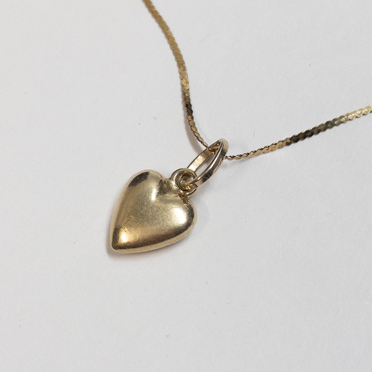 14K Gold Puffed Heart Pendant