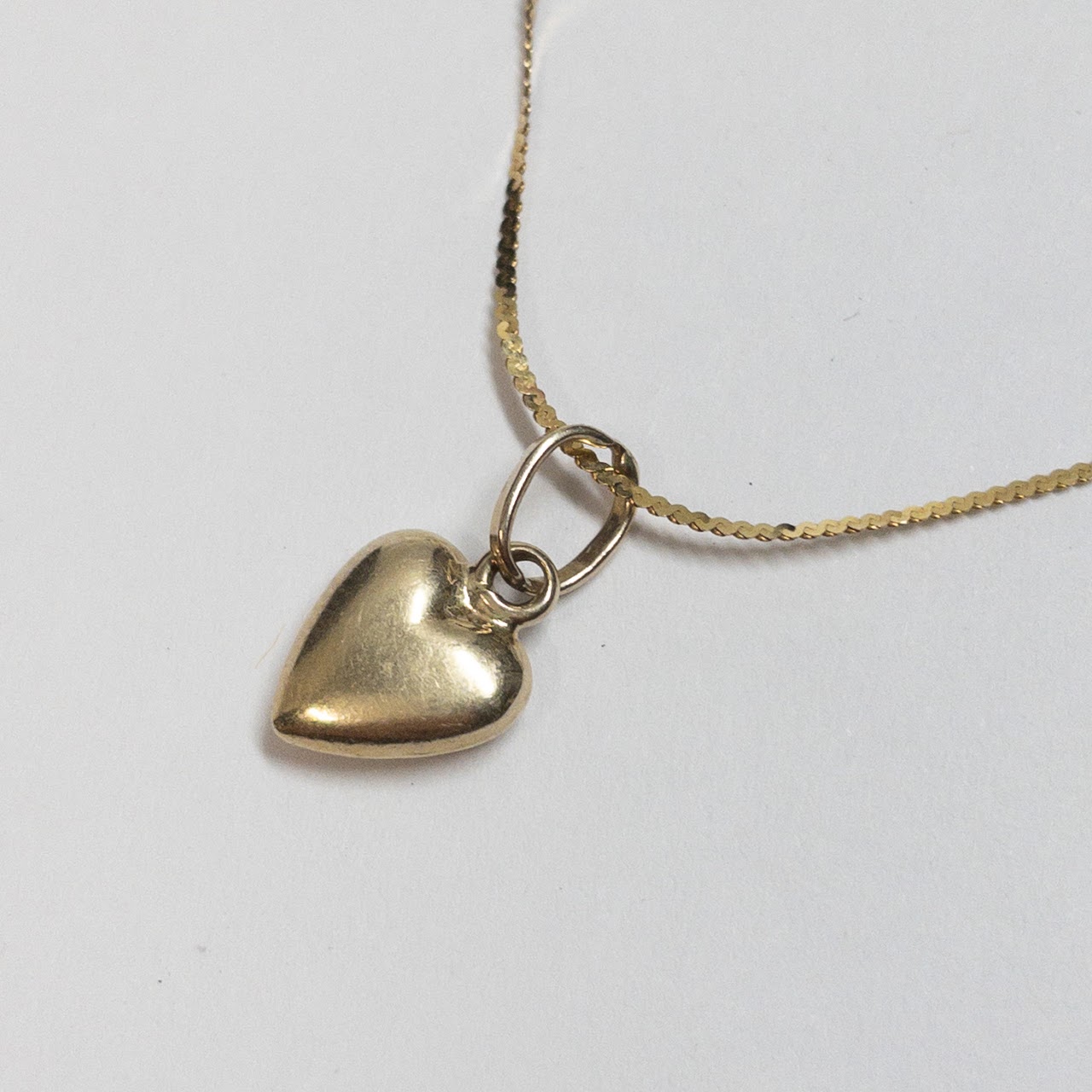 14K Gold Puffed Heart Pendant