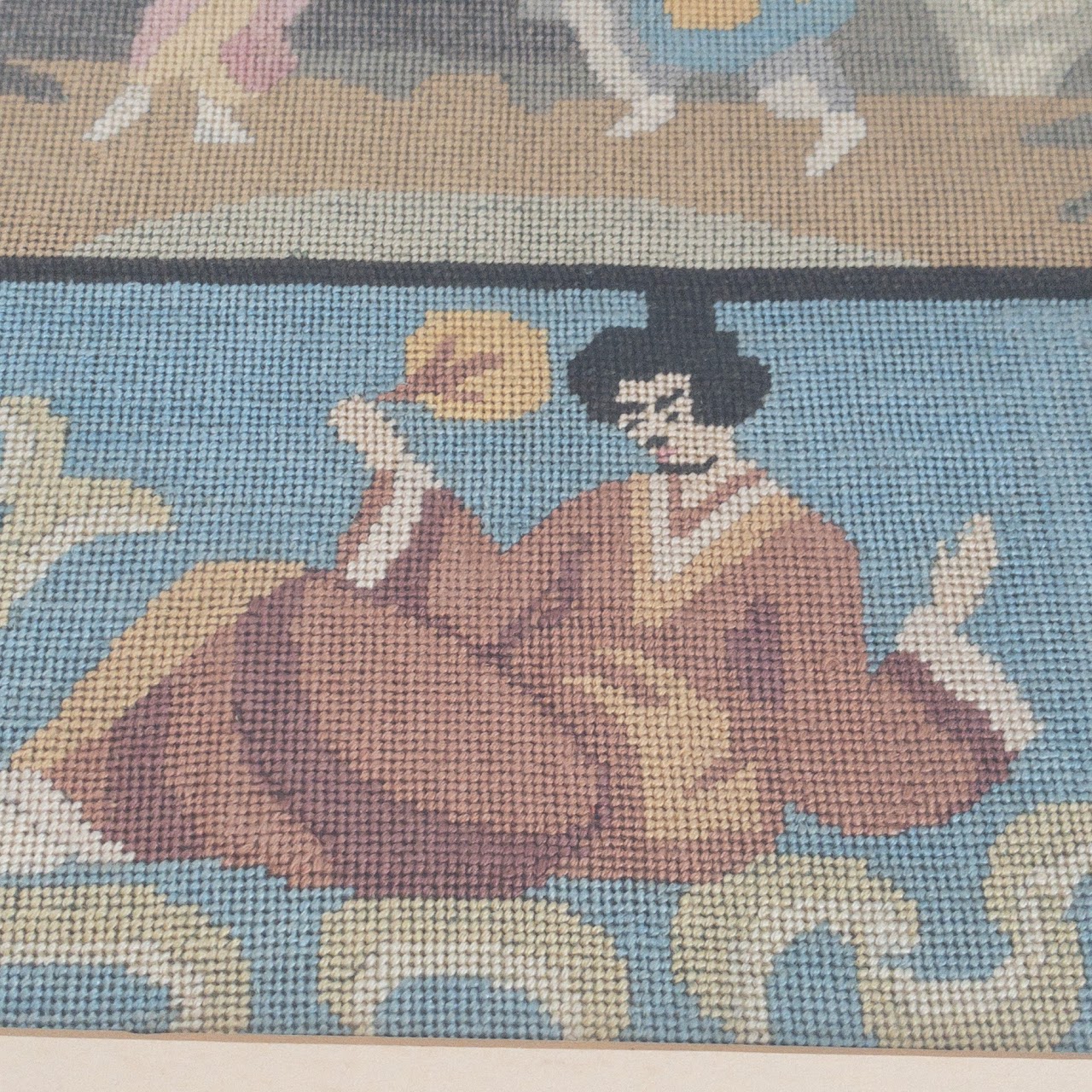 Japanese Floral Needlepoint Panel