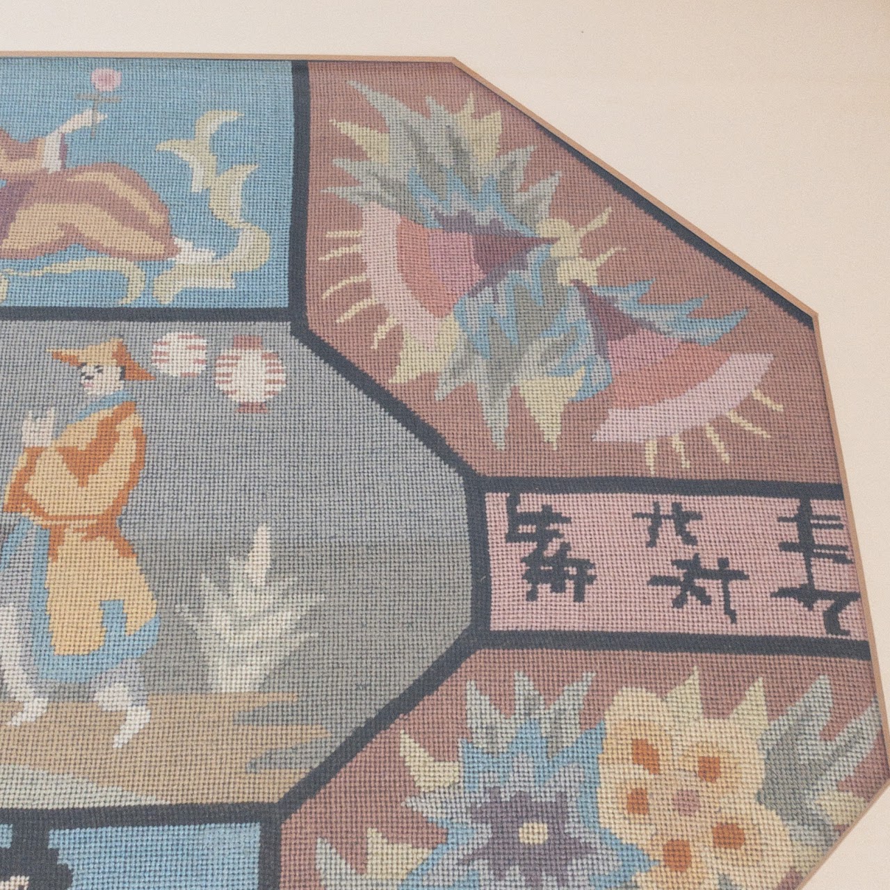 Japanese Floral Needlepoint Panel