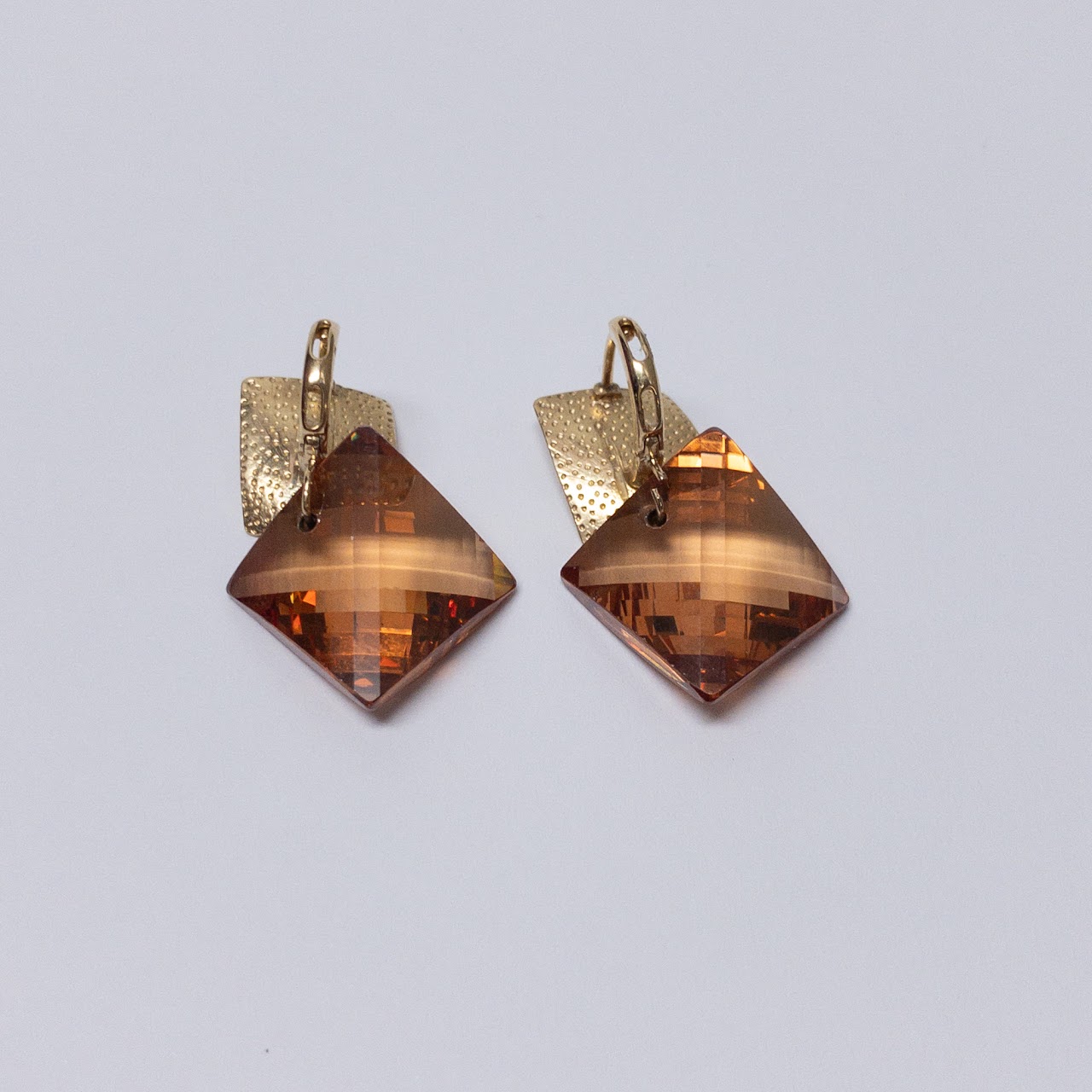 14K Gold & Glass Drop Earrings