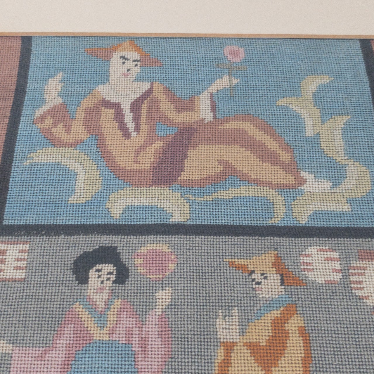 Japanese Floral Needlepoint Panel