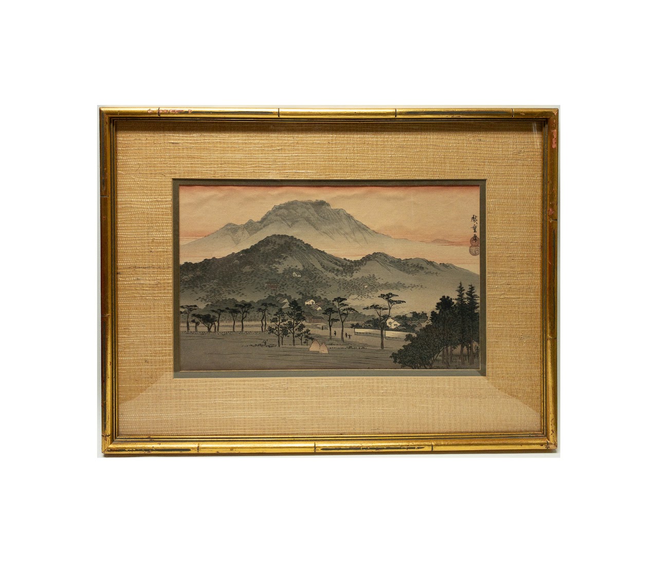 Japanese Mountainscape Signed Woodblock Print