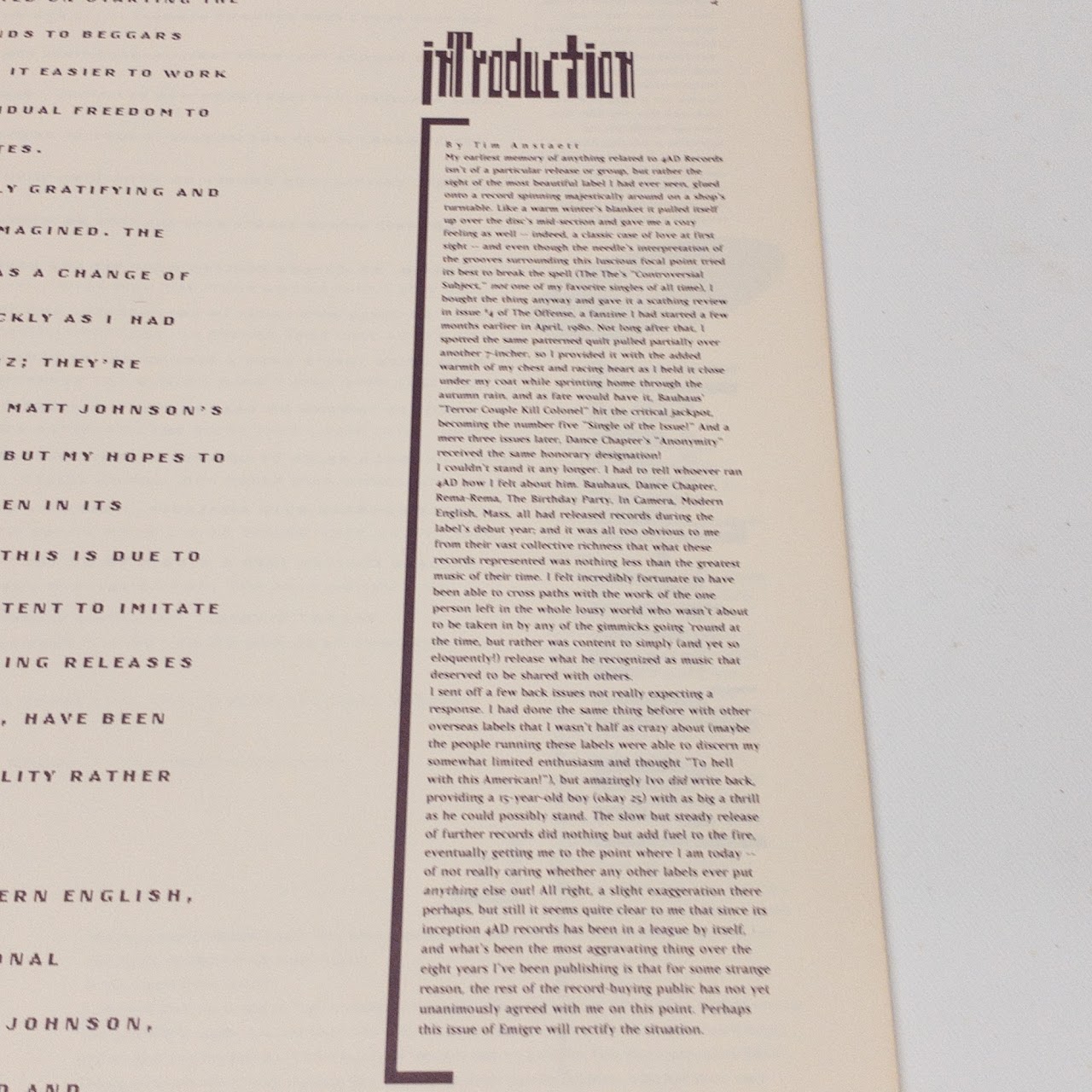 Emigre #9 4AD 1988 Limited Edition Magazine