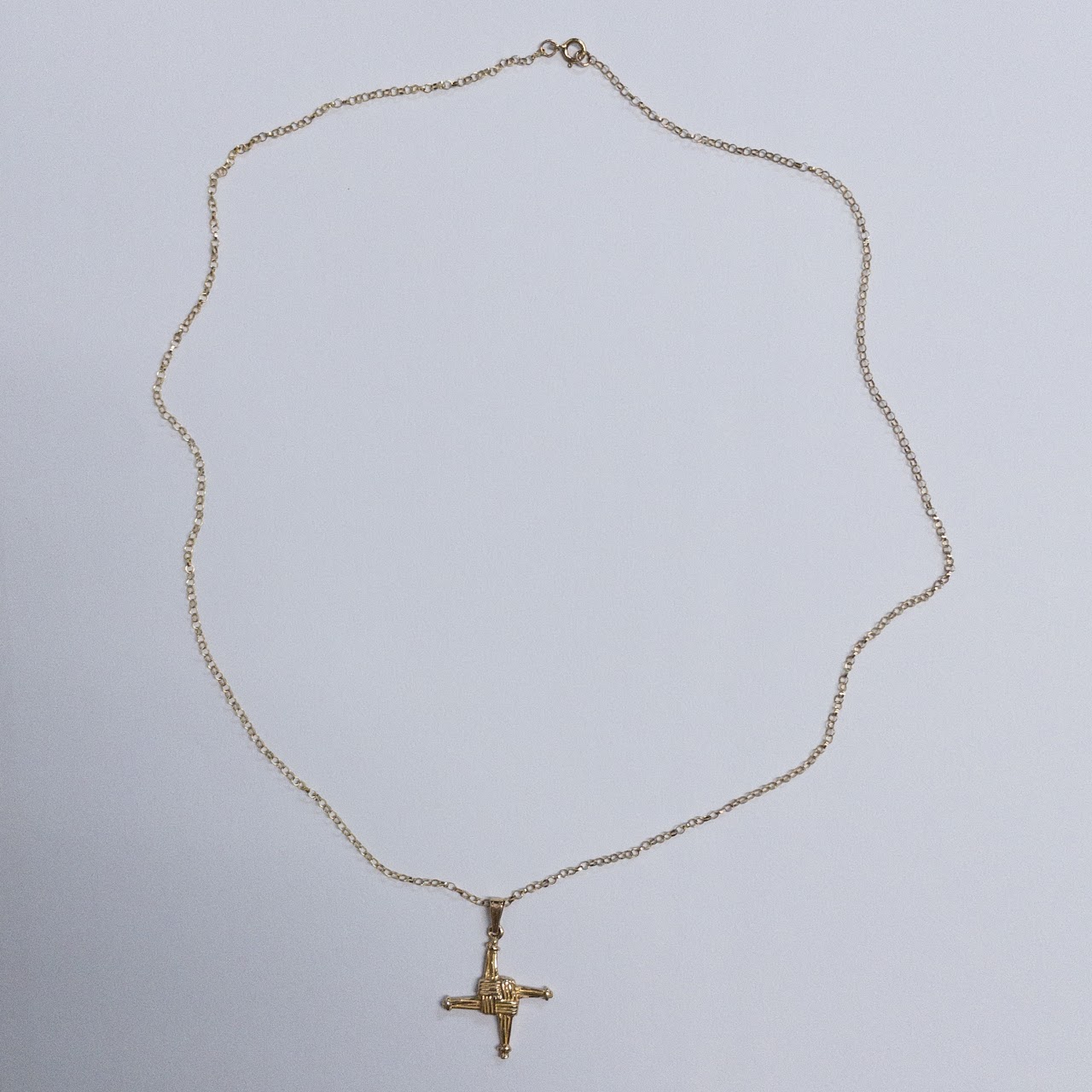 9K Gold Cross of St. Brigitte Necklace