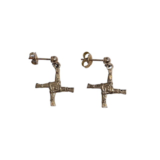 9K Gold Cross of St. Brigitte Earrings
