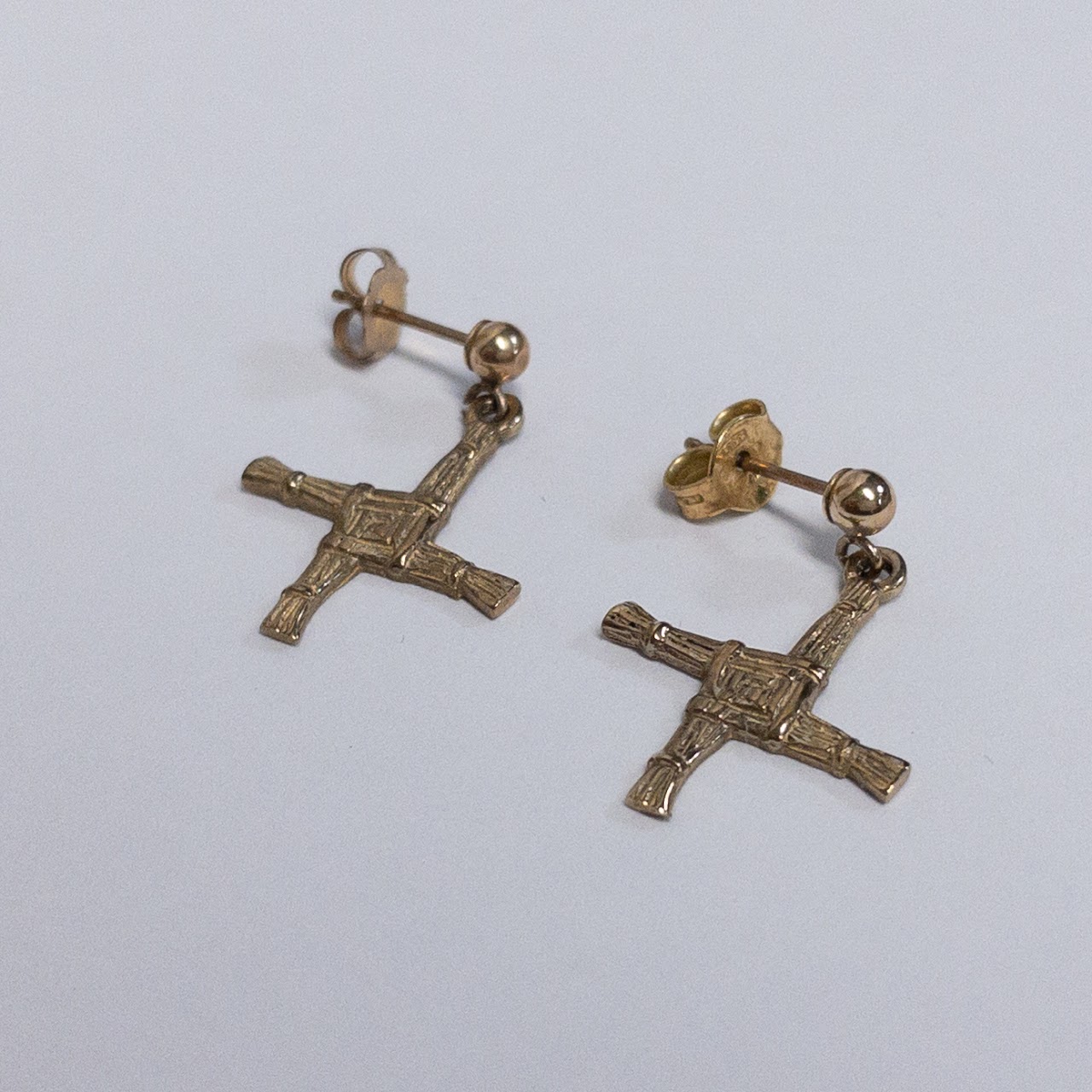 9K Gold Cross of St. Brigitte Earrings