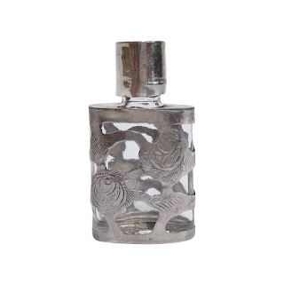 Sterling Silver & Glass Floral Perfume Bottle