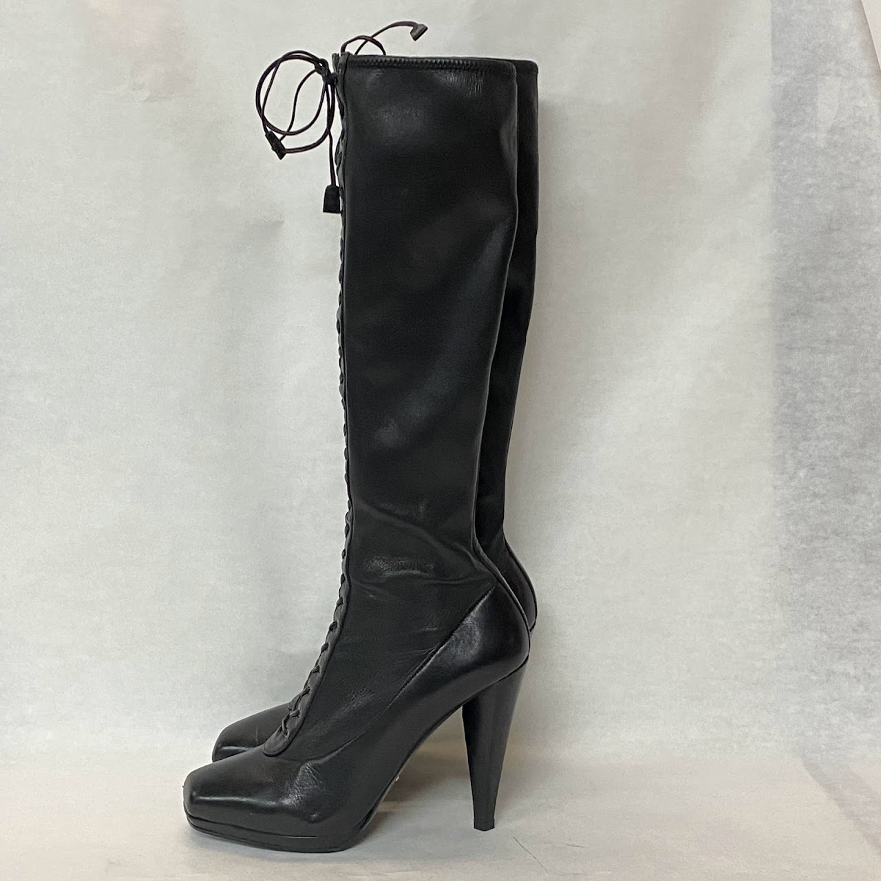 Prada Calf Height High Heel Boots