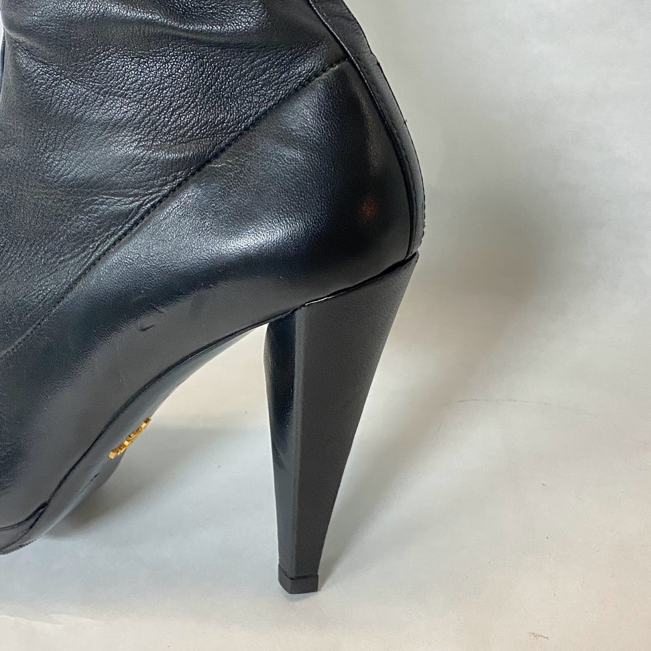 Prada Calf Height High Heel Boots