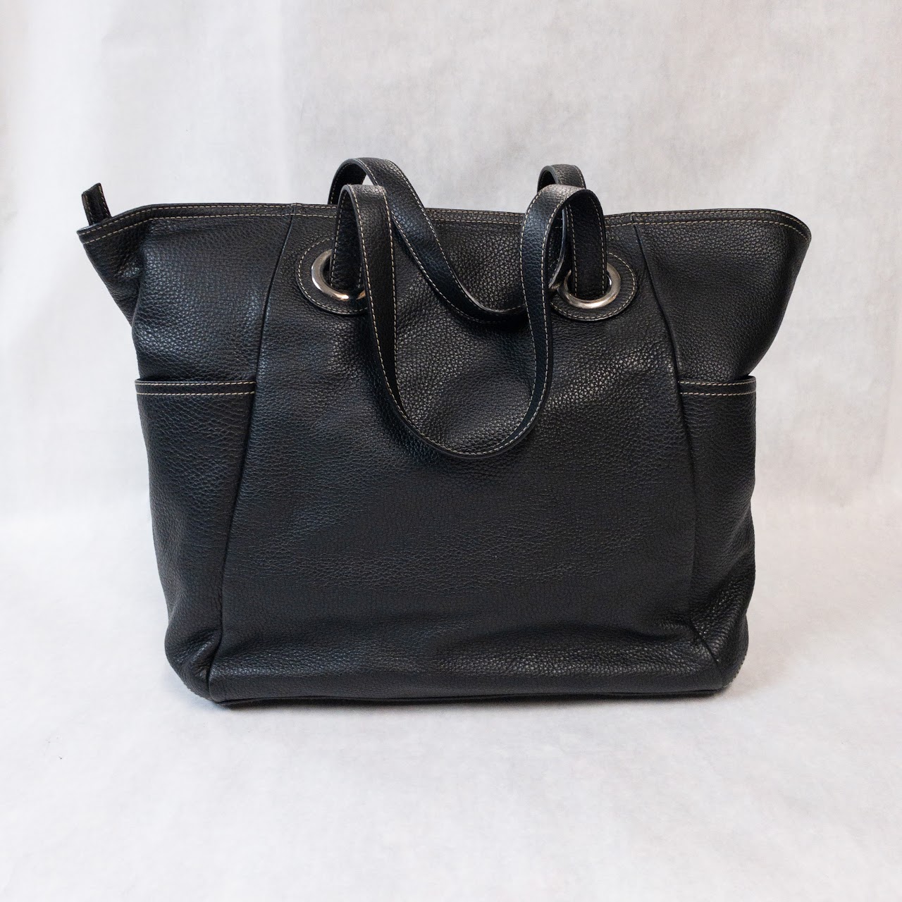 Furla MINT Black Leather Oversized Shoulder Bag