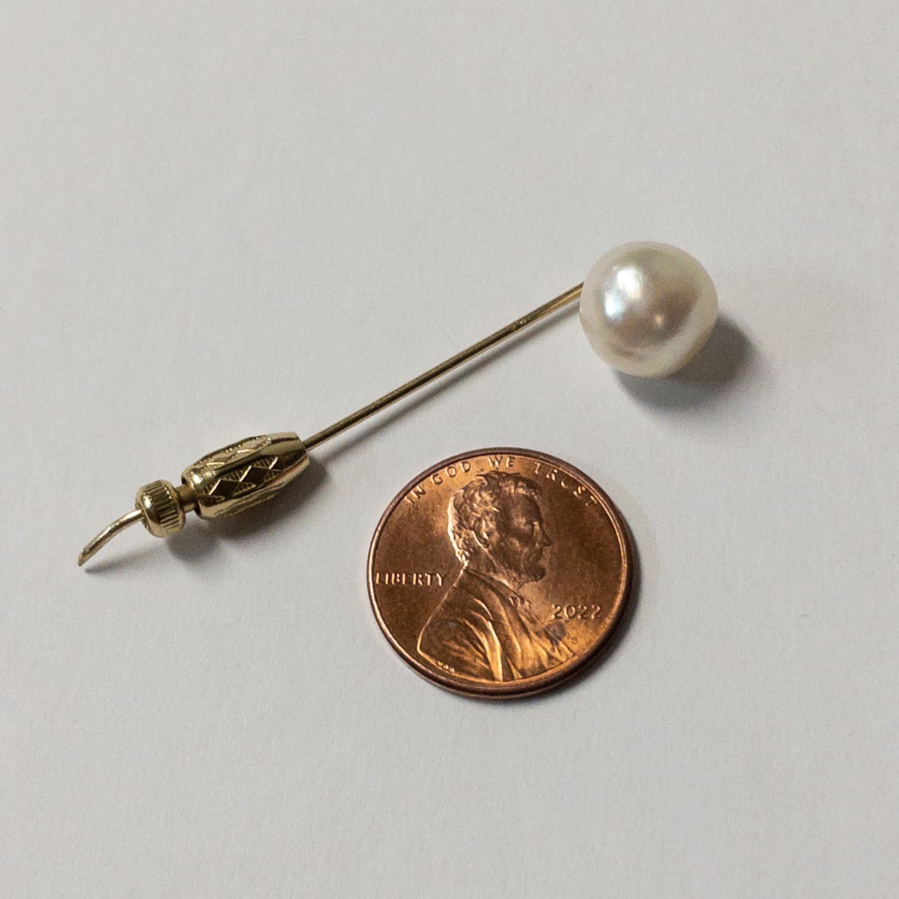 14K Gold & Pearl Stick Pin NEEDS REPAIR