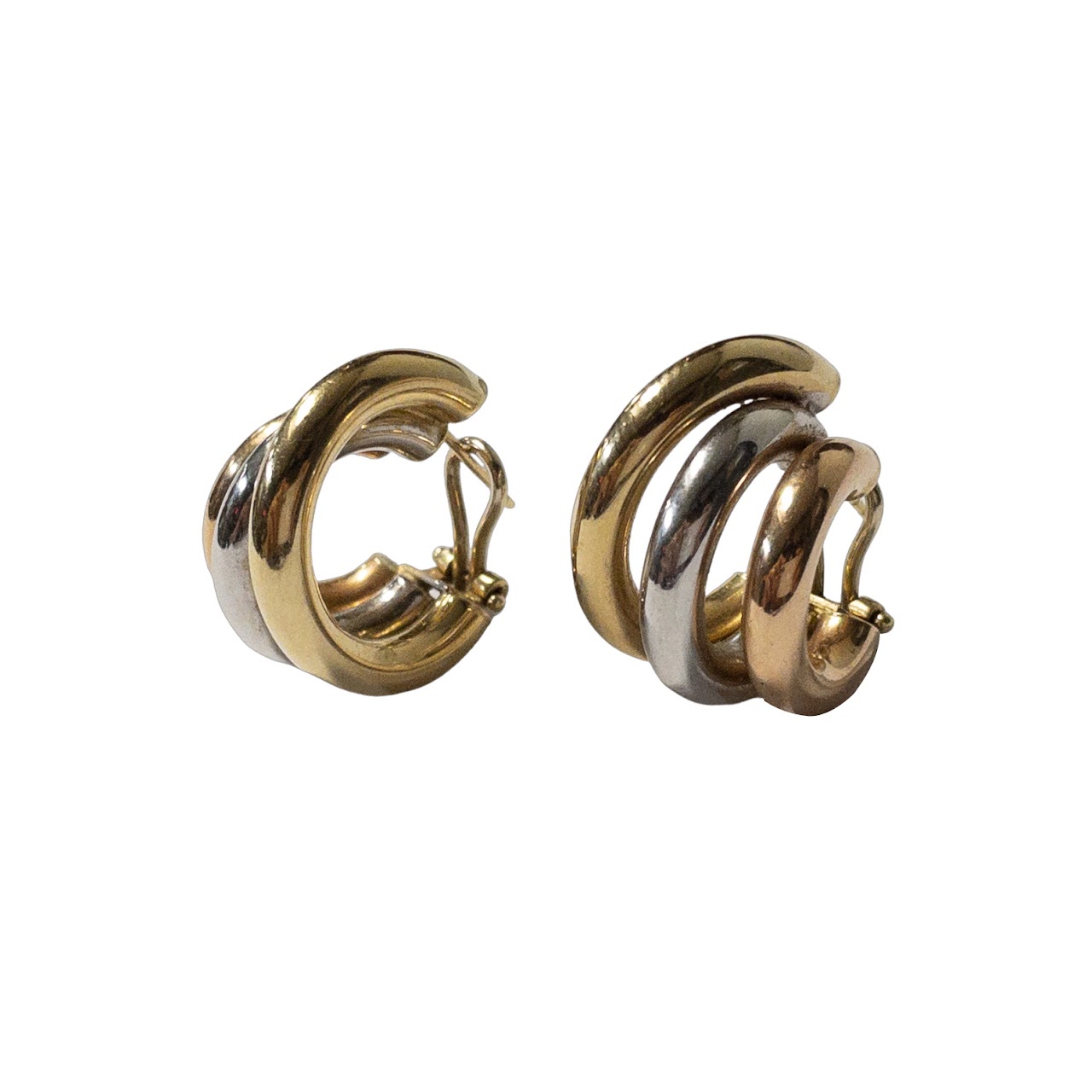 14K Tricolor Gold Hoop Earrings