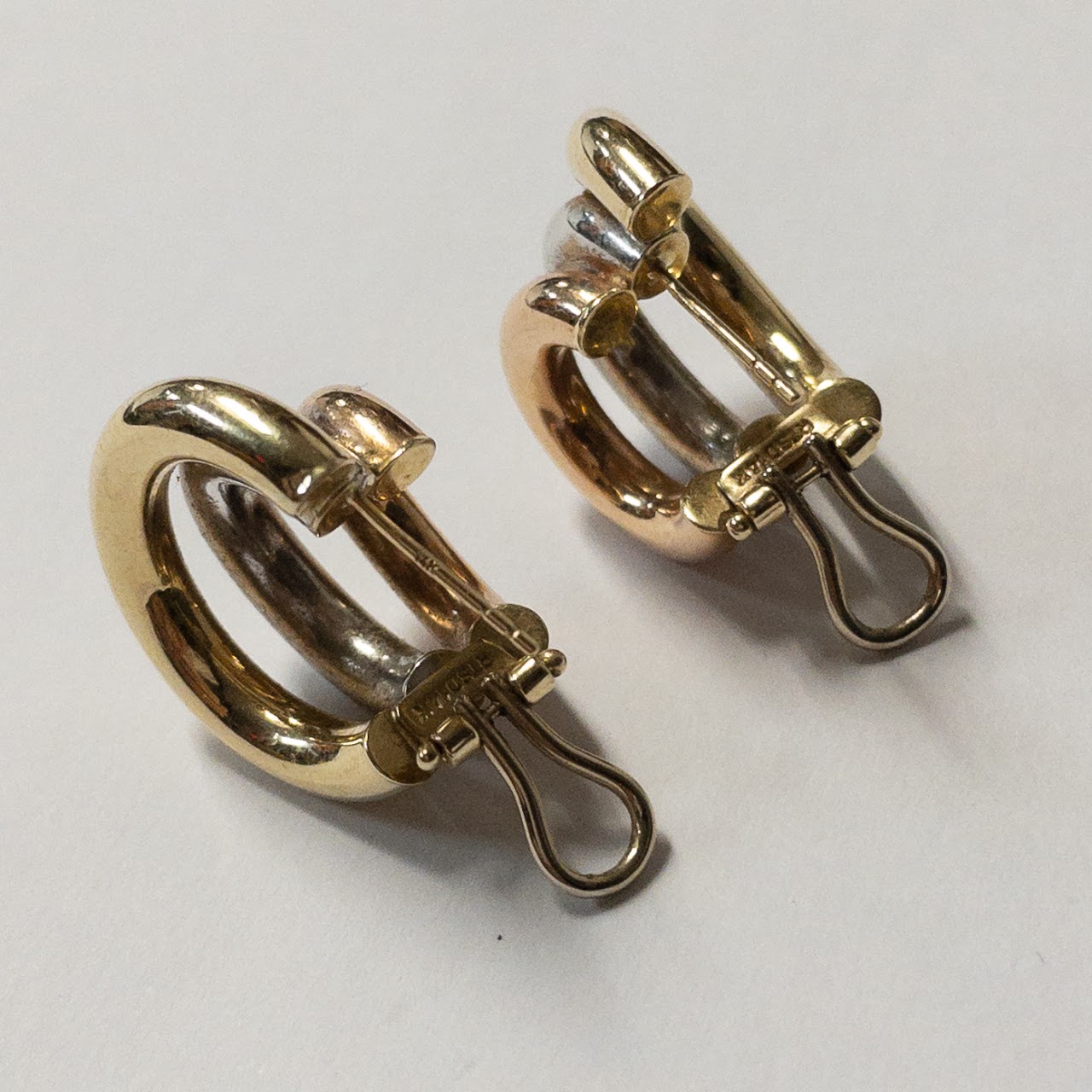 14K Tricolor Gold Hoop Earrings