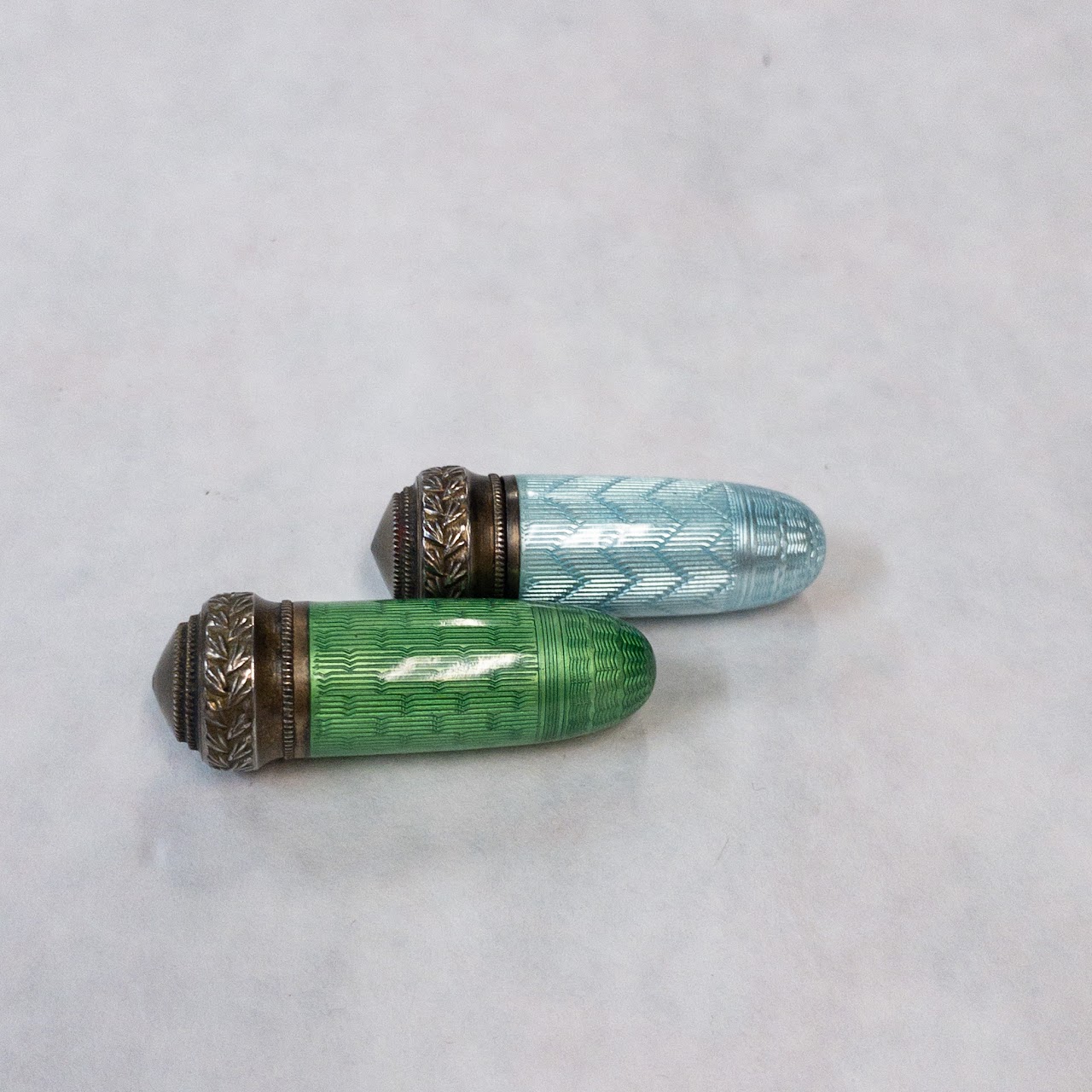 935 Silver and Enamel Austrian Vial Pair