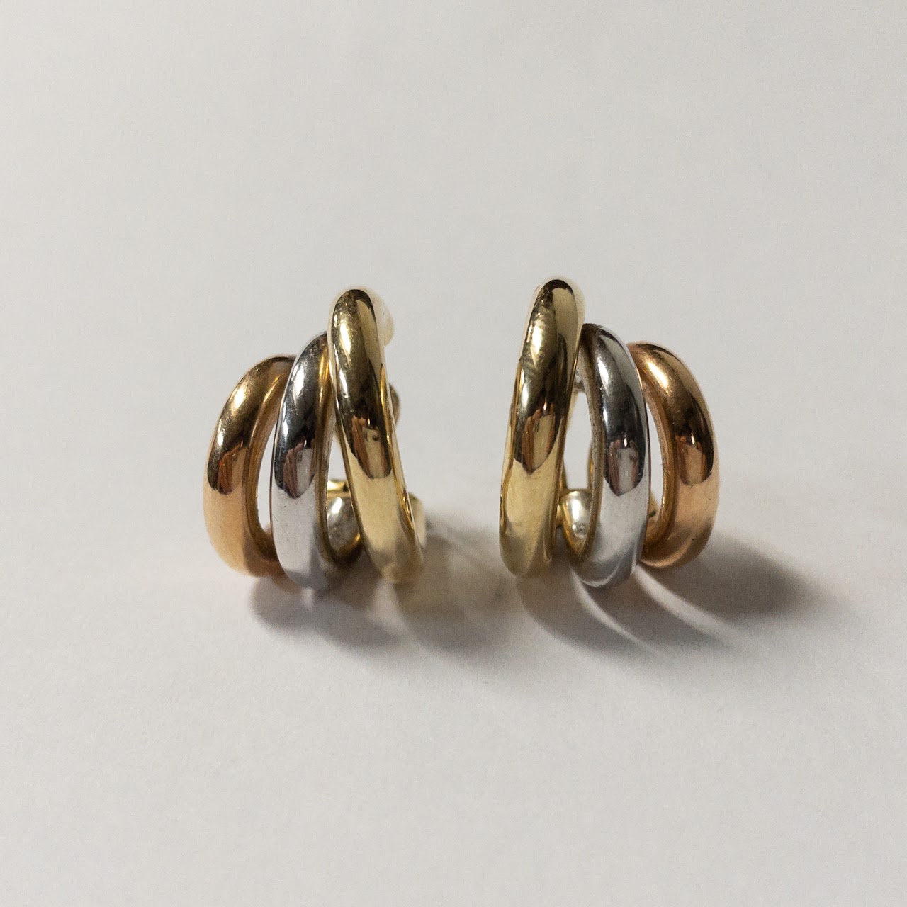 14K Tricolor Gold Hoop Earrings