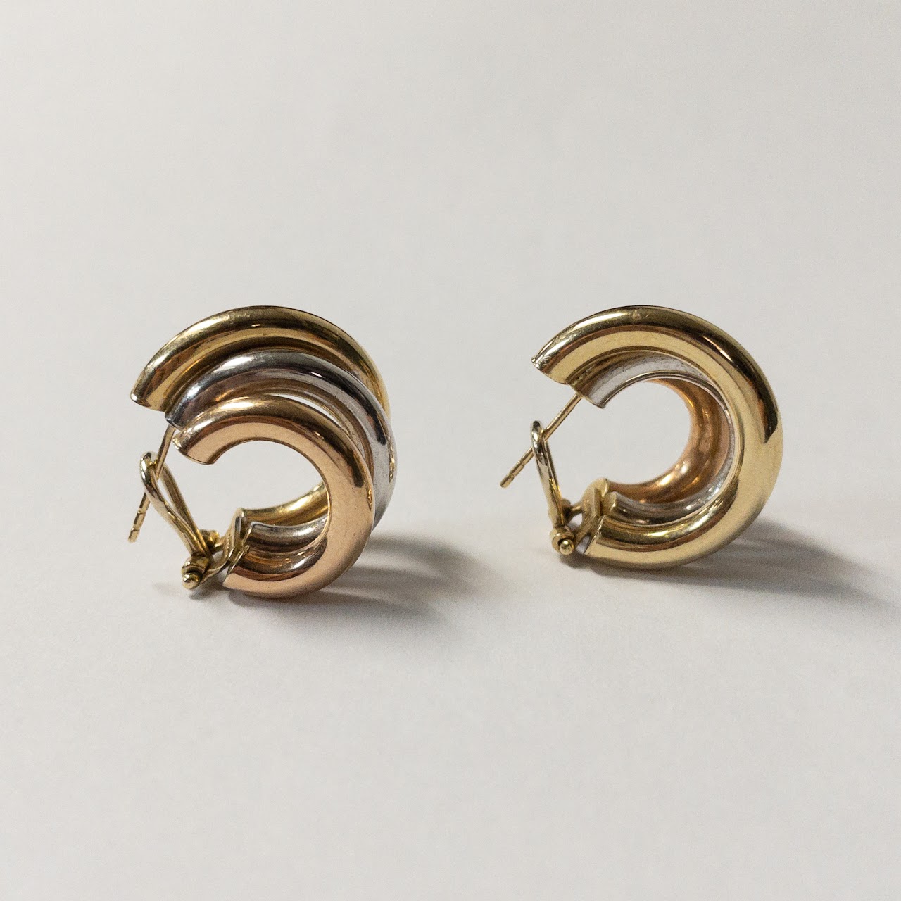 14K Tricolor Gold Hoop Earrings