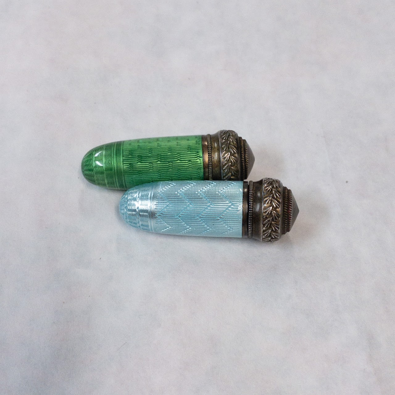 935 Silver and Enamel Austrian Vial Pair