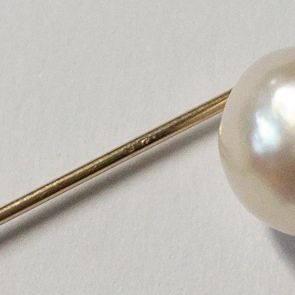 14K Gold & Pearl Stick Pin NEEDS REPAIR