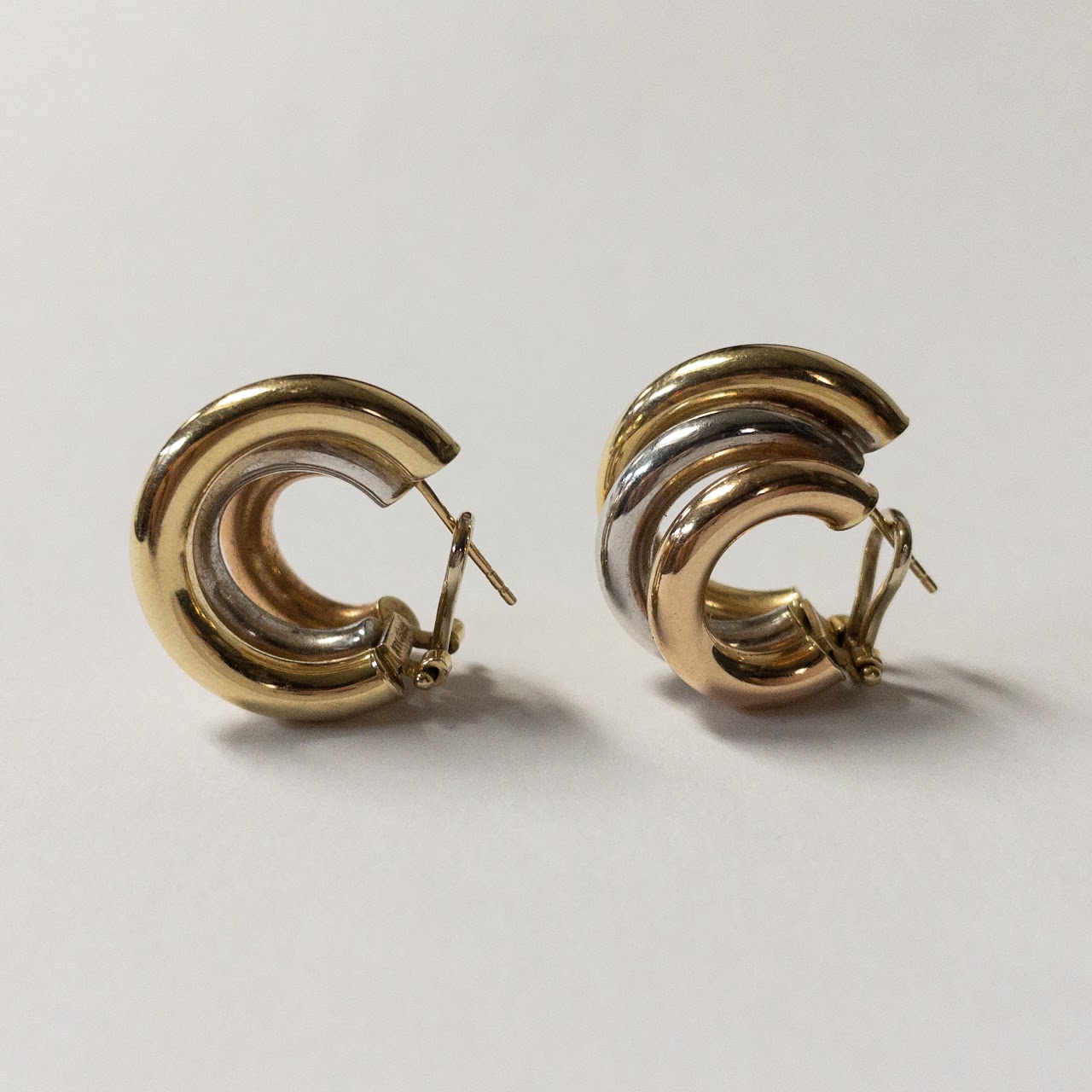 14K Tricolor Gold Hoop Earrings