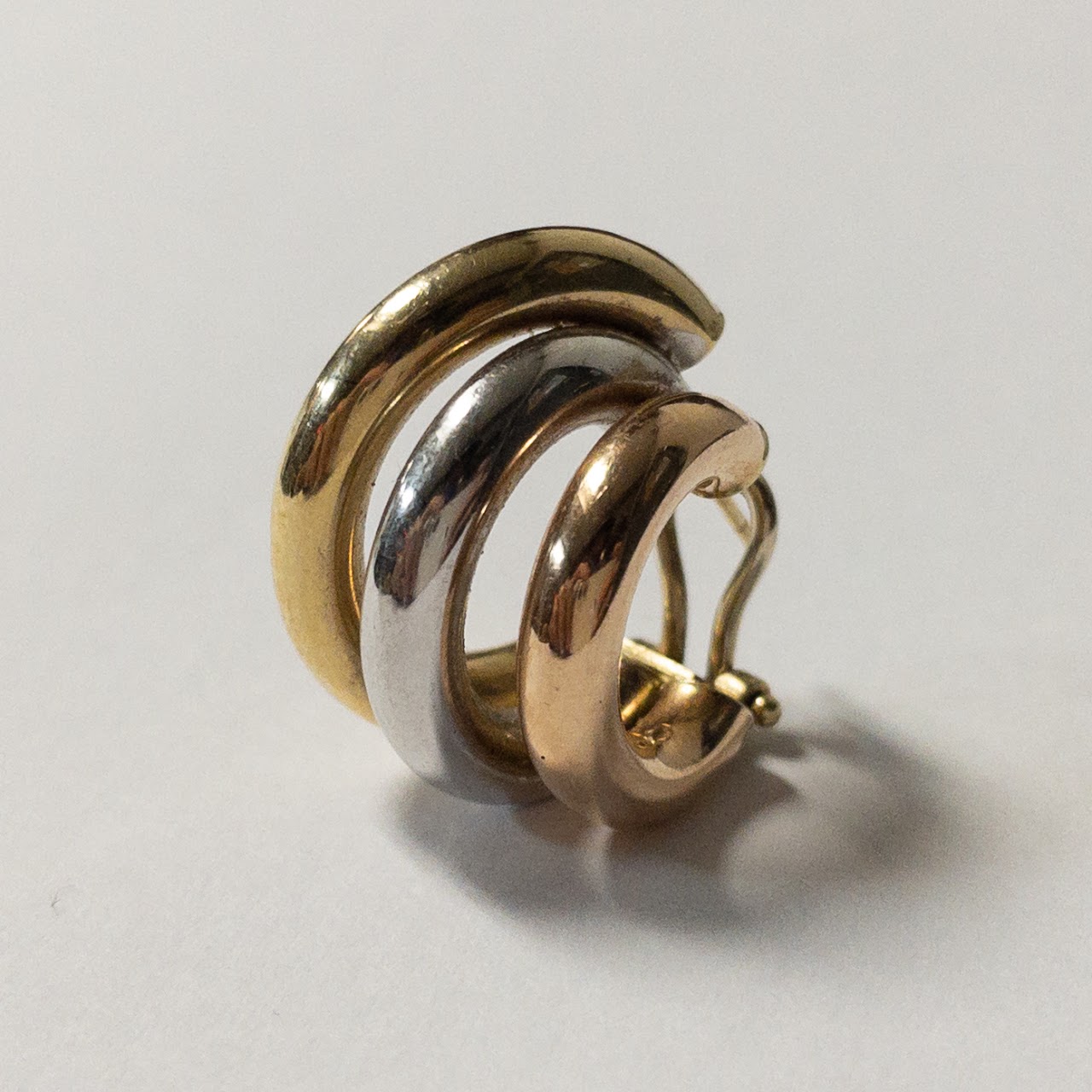 14K Tricolor Gold Hoop Earrings