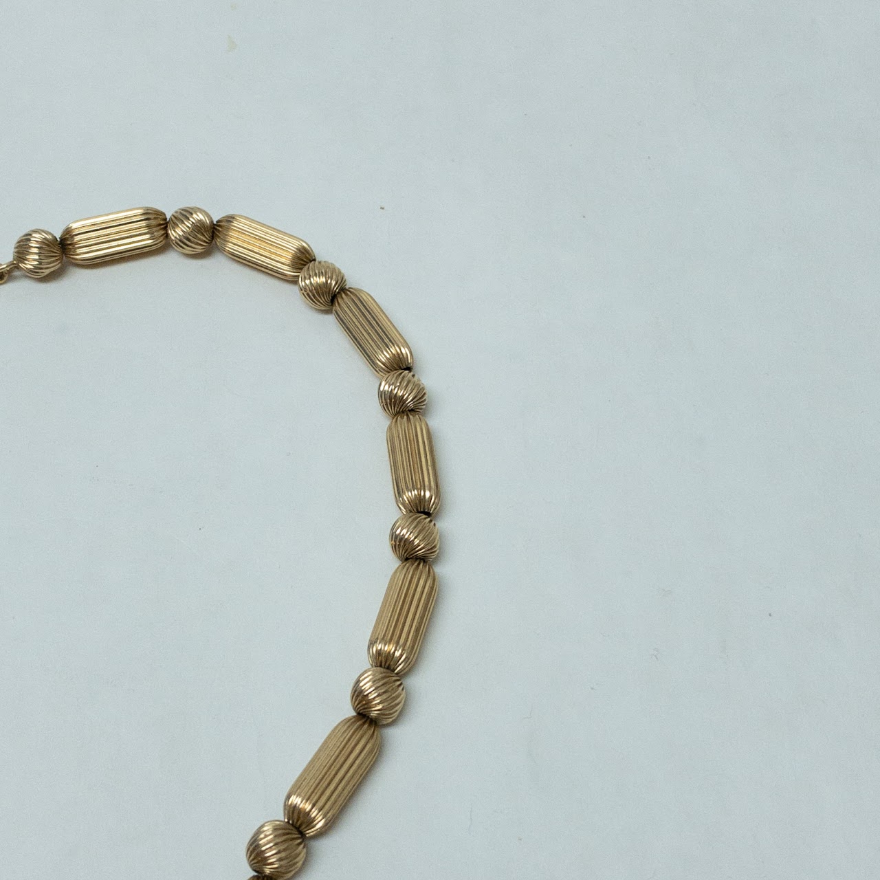 14K Gold Fluted Bead Necklace