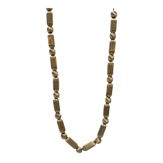 14K Gold Fluted Bead Necklace