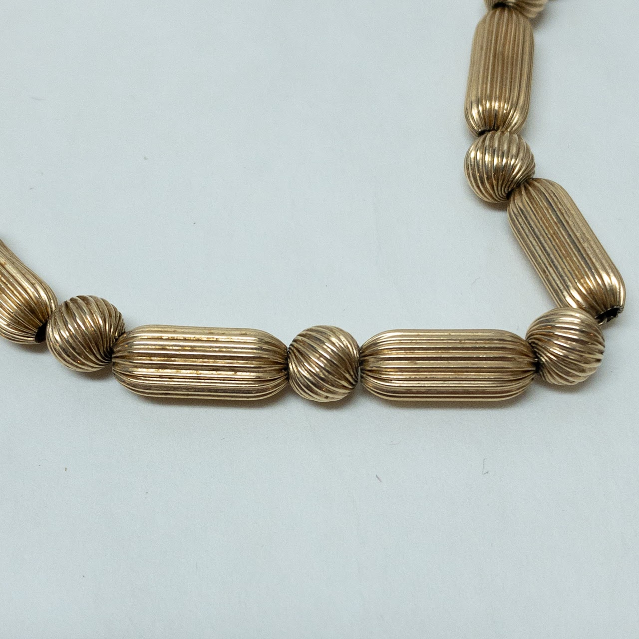 14K Gold Fluted Bead Necklace