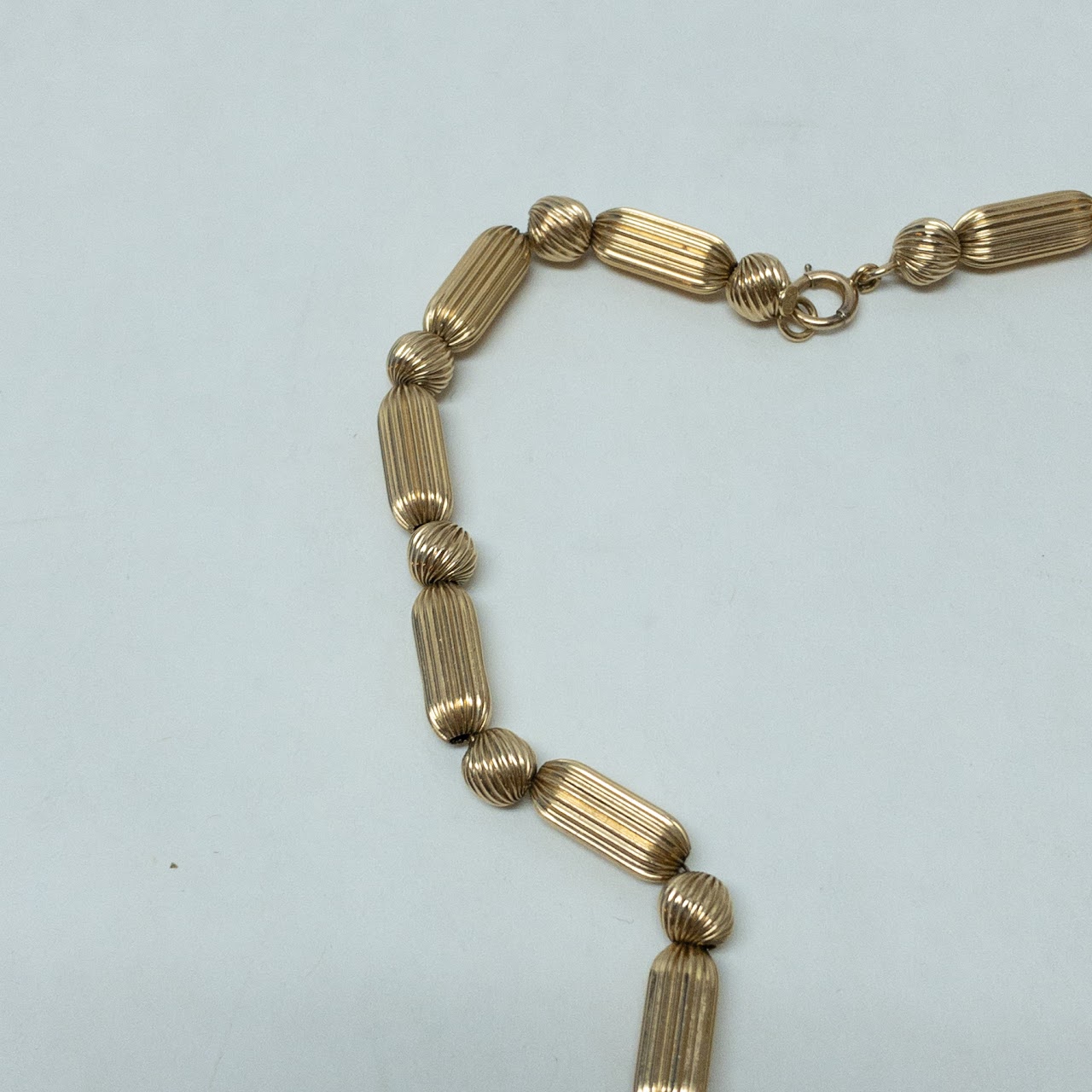 14K Gold Fluted Bead Necklace